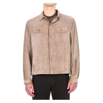 Brunello Cucinelli Chaqueta de Ante con Cuatro Bolsillos - Jackets - Hombre - Beige - S