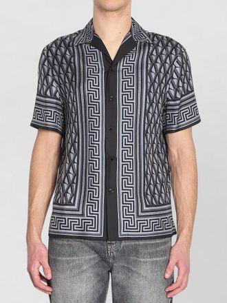 Versace greca motif silk bowling shirt