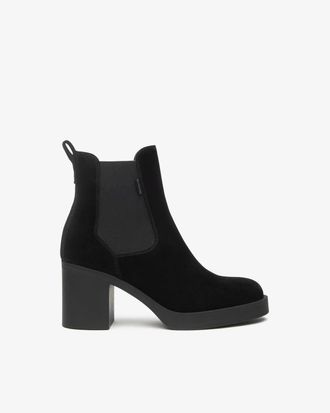 Nero Giardini Womens Chelsea Suede Block-Heel Boots In Nero
