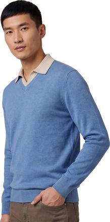 Casamoda Casa Moda trui v-hals blauw effen wijde fit katoen