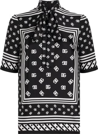 Dolce & Gabbana Blusa DNA con stampa DG - Nero
