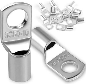 OEM 10 Terminales Tubulares De 50 Mm&sup2;, Terminales De Anillo M10, Terminales De Crimpado De Anillo, Terminales De Crimpado