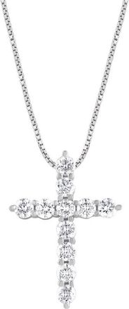 Grown Brilliance 14K White Gold 1 CTTW LAB GROWN Diamond Cross Pendant Necklace (G-H, SI1-SI2), 18