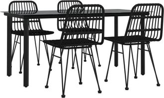 vidaXL Vidaxl - Juego De Comedor De Jard&iacute;n 5 Piezas Rat&aacute;n Sint&eacute;tico Negro