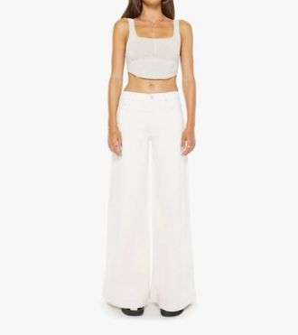 Mother Mid Rise Headliner Sneak Jeans In Cream Puffs