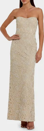 Mac Duggal Strapless Beaded Lace Column Gown