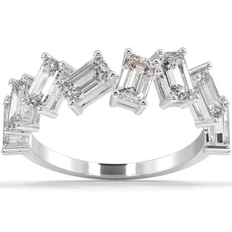 Pompeii3 2 1/2Ct Emerald Cut Moissanite Wedding Ring in 10k White, Yellow, or Rose Gold