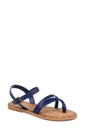 Journee Collection Vasek Strappy Flat Sandal in Blue at Nordstrom Rack, Size 8.5