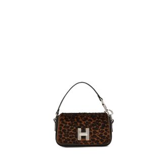 Hogan Leopard Print Silver-Clasp Compact Handbag