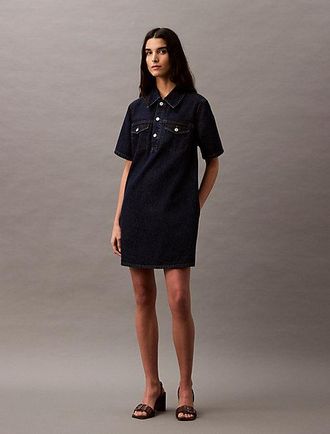 Calvin Klein Vestido corto denim con corte evasé