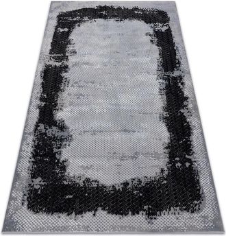 RugsX Rugsx - Alfombra Core A004 Marco, Sombreado - Estructural, Dos Niveles De Vell&oacute;n, Negro / Gris Grey 160x220 Cm