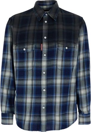 Dsquared2 Faded Effect Shirt - Heren - Casual Overhemden - Veelkleurig - 3XL - Katoen - Overhemden