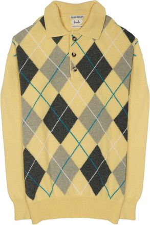 J.W.Anderson Lambswool Knit Sweater With Classic Polo Collar And Argyle Pattern