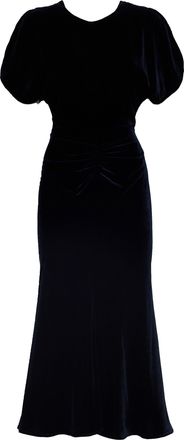 Victoria Beckham Bela Pleated V-Back Midi Dress