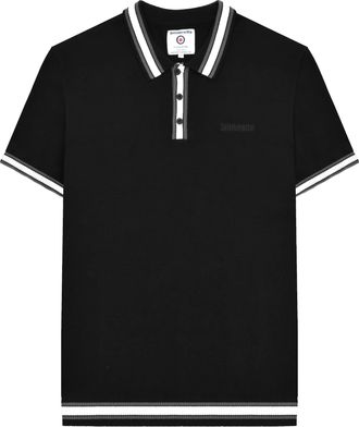 Lambretta Heren Valero Gebreid Gestipt Poloshirt met Korte Mouwen (Zwart)