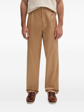 BOSS embroidered-logo trousers - men - Lyocell/Elastane/Cotton - 31/32 - Brown