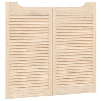 vidaXL Puertas Batientes 2 Pcs Natural Madera De Pino Maciza Vidaxl