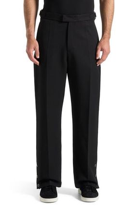 Mani&egrave;re De Voir Boris Relaxed Fit Tailored Button Cuff Trousers in Black at Nordstrom, Size 36