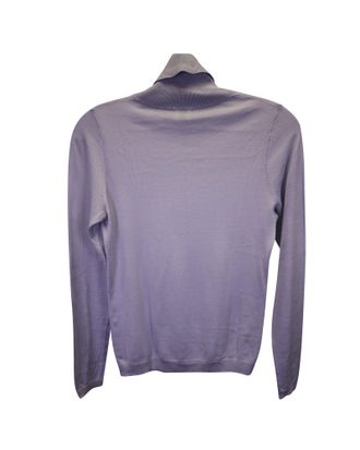 IRIS & INK Knitted Turtleneck Top in Blue Silk