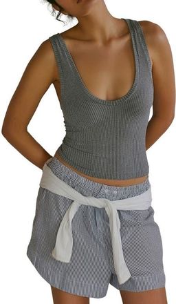 Free People Clean Slate Crop Tank in Heather Grey at Nordstrom, Size X-Small