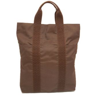 Herm&egrave;s Brown Nylon Canvas Tote Bag (Pre-Owned)