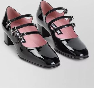 Carel kina pumps block heel round toe triple straps