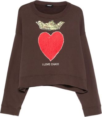 Undercover embroidered-motif sweatshirt - women - Cotton - 3 - Brown