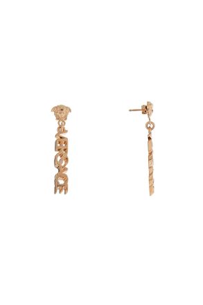 Versace Gold Metal Lion Head Earrings With Three-dimensional Effect