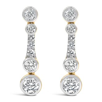 House of Brilliance 10K Yellow Gold Plated.925 Sterling Silver 2.0 Cttw Lab Grown Diamond Bezel Set Drop Earrings