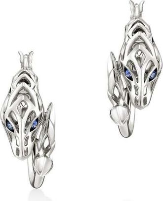 John Hardy Naga Hoop Earring, Sterling Silver, 25MM Blue Sapphire EBS603571BSP