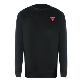 Moschino Mens Love Heart Logo Black Sweater Cotton - Size X-Large