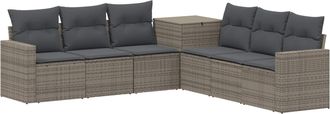 vidaXL Juego De Sof&aacute; 7 Uds. Gris Y Gris Oscuro Rat&aacute;n Sint&eacute;tico Y Acero Vidaxl