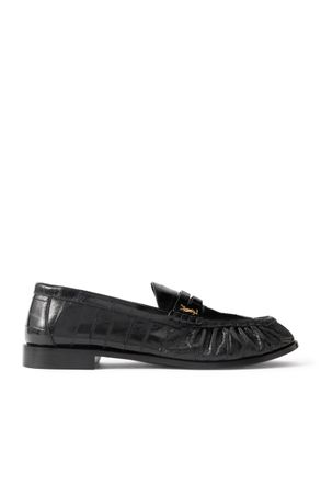 Saint Laurent Le Loafer Monogram Logo-Appliqu&eacute;d Eel Penny Loafers