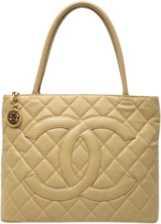 Chanel Pre-owned The Medallion Tote Bag - Dames - Vintage Shopper - Beige - ONE Size - Leer - Vintage