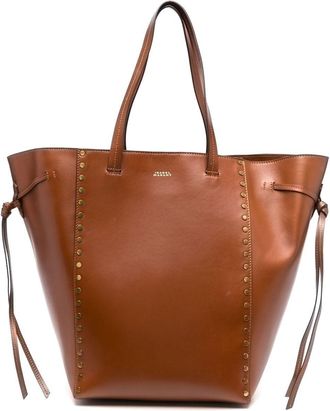 Isabel Marant Oskan studded tote bag - women - Calf Leather/Cotton - One Size - Brown