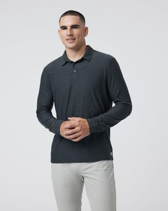 Vuori Clothing Long Sleeve Strato Tech Polo | Charcoal Heather | Medium