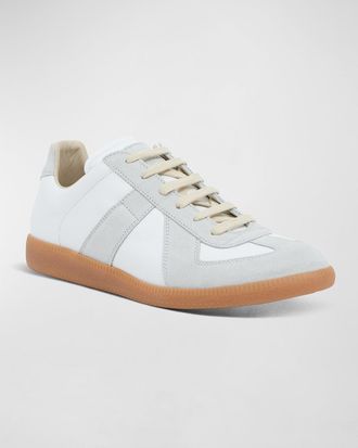 Maison Margiela Mens Replica Leather Low-Top Sneakers