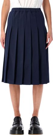 Comme Des Garçons Navy Pleated Midi Skirt