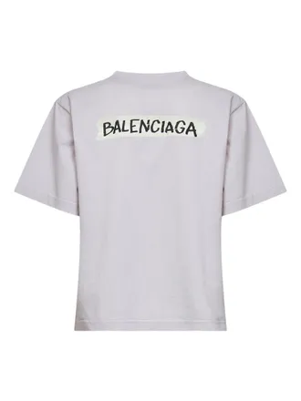 Balenciaga Womens Masking Tape T-Shirt Dirty White Grey Cotton T-Shirts & Jerseys