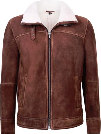 Infinity Leather Mens Sheepskin Leather Harrington Bomber Jacket-Luanda
