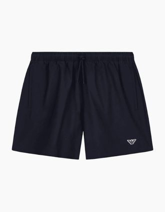 Emporio Armani Mens Nylon Embroidered Logo Black Swim Shorts - Size: 35/34/32