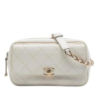 Chanel Pre-owned Quilted Goatskin Belt Bag - Dames - Pre-owned - Wit - Maat: ONE Size Leer