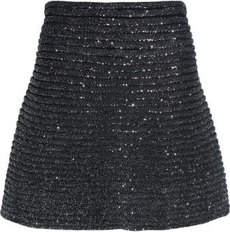 Alaia Sequin Rib Skater Skirt in Noir Alaia at Nordstrom, Size 12 Us