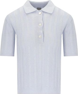 Max Mara Rivetto Polo Shirt - Dames - Polos - Blauw - XS - Linnen - Tops