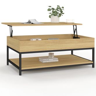 IDMarket Tavolino Detroit Con Piano A Sollevamento Totale E Ripiano Inferiore Dal Design Industriale
