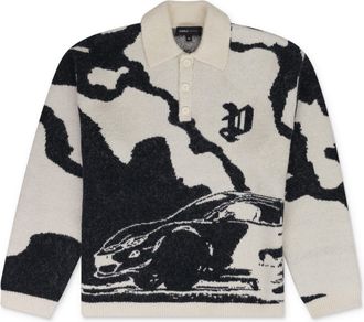 Purple Off White/Black Fireball Polo Sweater