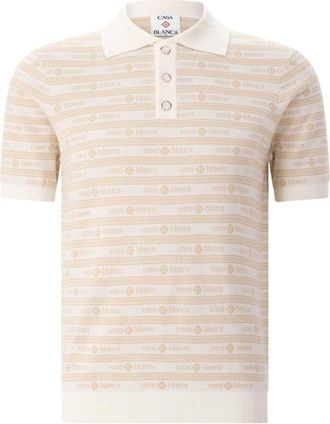 Casablanca Polo Shirt - Heren - Polos - Beige - L - Wol - Tops