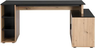 VENTE-UNIQUE.COM Escritorio tradicional efecto madera negro, color natural claro