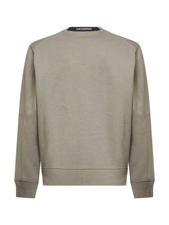 C.P. Company Mens Crewneck Sweatshirt Lens Detail Mud Cotton Sweatshirts Sweater