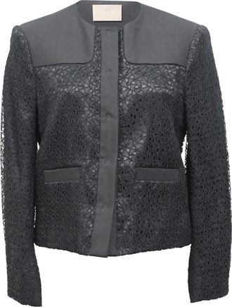 Jason Wu Lace-Detail Single-Breasted Blazer in Black Polyester